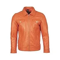 aviatrix veste harrington classique en cuir véritable super doux pour homme (agq5), orange clair, xxxxxl