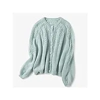 automne hiver femmes tricot cardgain dames o-cou Évider tops femme chandail simple poitrine (couleur : vert, taille : code m) (code vert s)