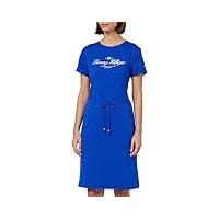tommy hilfiger femme robe t-shirt regular-fit longueur genoux, bleu (ultra blue), l