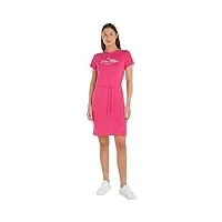 tommy hilfiger femme robe t-shirt regular-fit longueur genoux, rose (bright cerise pink), s