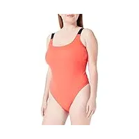 calvin klein femme maillot de bain une pièce sport, orange (bright vermillion), l