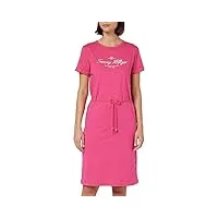 tommy hilfiger femme robe t-shirt regular-fit longueur genoux, rose (bright cerise pink), xl