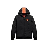 harley-davidson veste stretch à capuche à rayures verticales pour homme, noir - 98408-20vm, noir, large