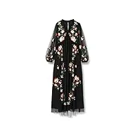frock and frill robe brodée florale occasion spéciale, noir, 38 femme