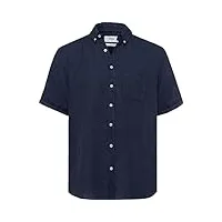 brax style dan u linen garment dye chemise pour homme en lin d'été avec col boutonné, bleu océan, xxxl