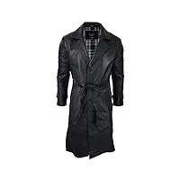 truclothing.com manteau 3/4 pour homme style mac classique vintage années 80 en cuir véritable classique avec ceinture - noir 4xl