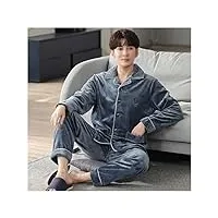 ensemble de pyjama en molleton corail pour homme grande taille pyjama chaud et doux grande taille (couleur : a, taille : xxxl code)