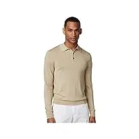hackett london gmd merino silk polo pull-over, brown (taupe), l homme