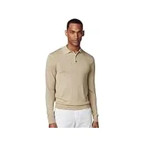 hackett london gmd merino silk polo pull-over, brown (taupe), m homme