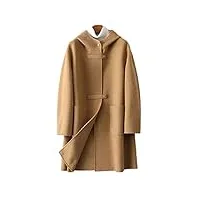 shinroad manteau d'hiver à capuche pour femme - manches longues - poches - chaud - double face - laine - grande taille - Épais - camel - 4xl