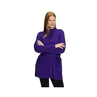 ulla popken femme grandes tailles cardigan, mélange de laine, maille côtelée, col v, ceinture violet 50+ 812254847-50+