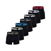 ellesse lot de 7 boxers yema pour homme - avec logo - sans poche - en coton stretch, noir/multicolore, xxxxxxl