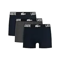 lacoste lot de 3 boxers pour homme 5h1309, sous-vêtements, basiques, courts, coupe droite, bleu marine (euf), xs