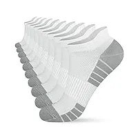 hiyato chaussettes de sport homme femme, lot de 10 paires socquette, sockettes running coton respirant(39-42,blanc)