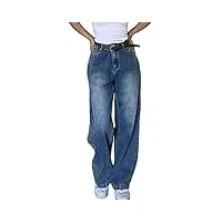 orandesigne f bleu y2k jeans pour femme taille basse jean Évasé coupe large pantalon cargo ample gothique punk foncé vintage baggy hose droit pantalon en denim e-girl streetwear m