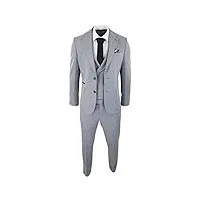 costume de laine mélangée grise 3 pièces pour homme gilet veston croisé pour mariages soirées style vintage années 20 - gris 52