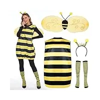formizon déguisement d’abeille pour adulte, déguisement femme de abeille, set de costume d'abeille d'halloween avec ailes, serre tête, costume cosplay de carnaval pour halloween carnaval fête (xl)