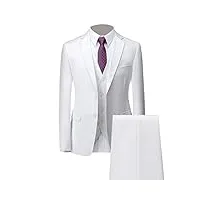 ensemble de costume 3 pièces slim pour hommes costumes de smokings de mariage formels solides à 2 boutons châle revers Élégant blazer de fête gilet pantalon (blanc,xxl)