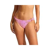 seafolly bas de bikini hipster pour femme avec détails carrés, rose fuchsia peau de mer, 2