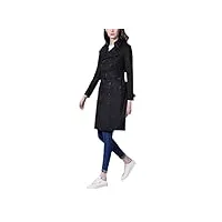 haitpant automne hiver femme luxe coupe-vent manteau double boutonnage avec boucle de ceinture trench, black, xxl