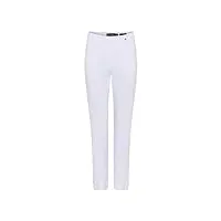 robell style bella09-7/8 pantalon d'été en seersucker pour femme coupe droite avec poches arrières, blanc., 46