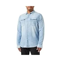 replay chemise à manches longues pour hommes, bleu (medium blue 009), s