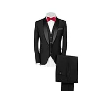 costume slim fit 3 pièces pour homme ensembles de blazer uni à un bouton à revers châle ensemble de pantalons de gilet de veste de mariage décontracté (noir 1,s)