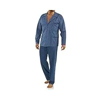 sesto senso pyjama boutons elégant homme 100% coton chemisier pantalon long 2636/01 l bleu foncé