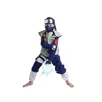 coolchange kakashi hatake costume pour enfant | avec bandeau, gilet, gants, poches et masque | taille : 140