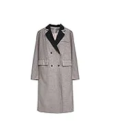 wokas manteau oversize trench coat couleur contrastée col cranté double boutonnage manches longues coupe-vent (couleur : gris, taille : l)