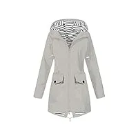 femmes imperméable outdoor plus taille imperméable manteau à capuche imperméable manteau femmes double boutonnage, gris, xxl
