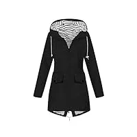 femmes imperméable outdoor plus taille imperméable manteau à capuche imperméable manteau femmes double boutonnage, noir , 5x-large