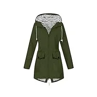 femmes imperméable outdoor plus taille imperméable manteau à capuche imperméable manteau femmes double boutonnage, vert, l