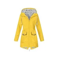 femmes imperméable outdoor plus taille imperméable manteau à capuche imperméable manteau femmes double boutonnage, jaune, 5x-large