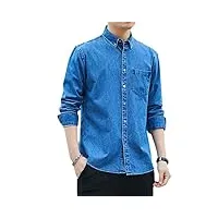 chemise en jean à manches longues pour homme, coupe ajustée, chemise décontractée en coton, vêtements en denim, bleu xl