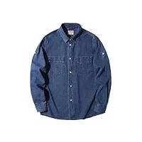 chemise rayée pour homme jacquard à manches longues chemise en jean d'automne chemise en coton pour homme bleu clair l