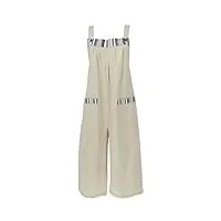 guru shop salopette d'été style ethnique surdimensionnée combinaison pour femme coton pantalon long vêtements alternatifs, lin, 38