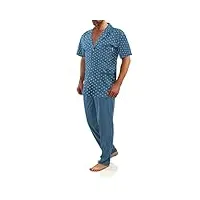 sesto senso pyjama boutons Élégant homme 100% coton chemise manches courtes pantalon long m2 m couleur jean