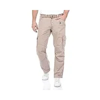 timezone benitotz pantalon cargo pour homme coupe ample pantalon cargo ceinture en tissu 100 % coton basic poches, beige pierre (2202), 34w x 34l