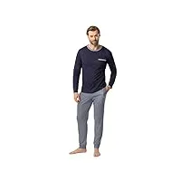 rösch pyjama pour homme avec imprimé bleu fronces passepoilées 100% coton 1667311 54 12560