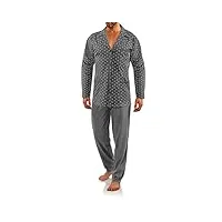 sesto senso pyjama boutons elégant homme 100% coton chemisier pantalon long m2 3xl graphite