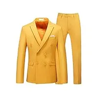costume d'affaires pour homme couleur unie blazer ensemble 2 pièces slim fit fête mariage marié smoking jaune asie xl 59 à 65 kg