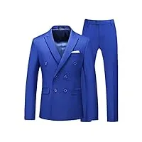 costume deux pièces grande taille pour homme avec double boutonnage slim business décontracté costumes bleu royal xxl