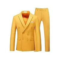 costume deux pièces grande taille pour homme avec double boutonnage slim business décontracté costumes orange 3xl
