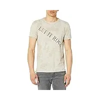 john varvatos t-shirt graphique à manches courtes pour homme let it rock, gris fossile, xxl, fossil gris, xxl