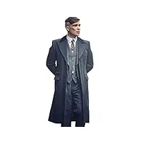 fashions hyped cillian murphy manteau pour homme en laine noire peaky blinders thomas shelby cosplay trench coat noir pour homme, noir , l