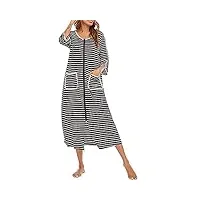 pyjama long pour femmes zipper warm striped homewear pyjamas, ozzki, a, l