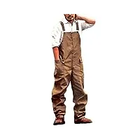 yesgirl salopette de travail pour homme vintage salopette à bretelles work wear streetwear couleur unie jumpsuit a marron 3xl