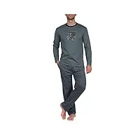 mariner - pyjama long col rond en pur coton peigné - couleur - gris - pointure - 2/small