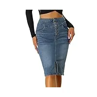 allegra k jupe en jean décontractée pour femmes taille haute fendue sur le devant stretch jupes en jean a-line bleu xl